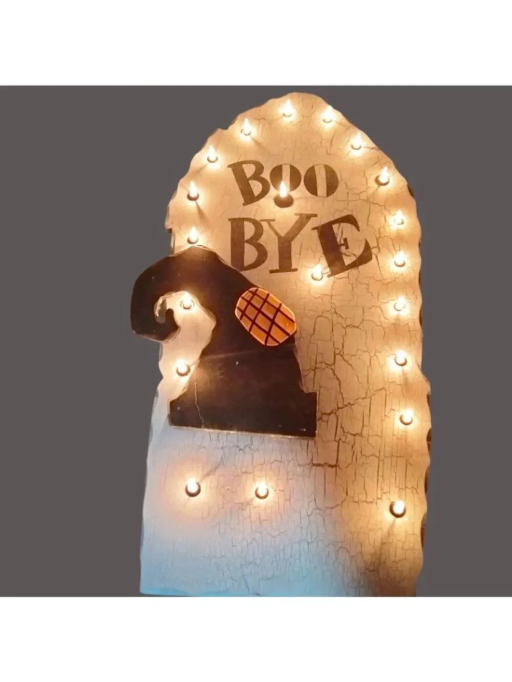 Halloween Light Up Tombstone Grave Stone Boo Bye Witch Hat